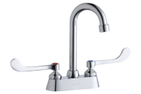 4" Centerset with Exposed Deck Faucet with 4" Gooseneck Spout 6" Wristblade Handles Chrome