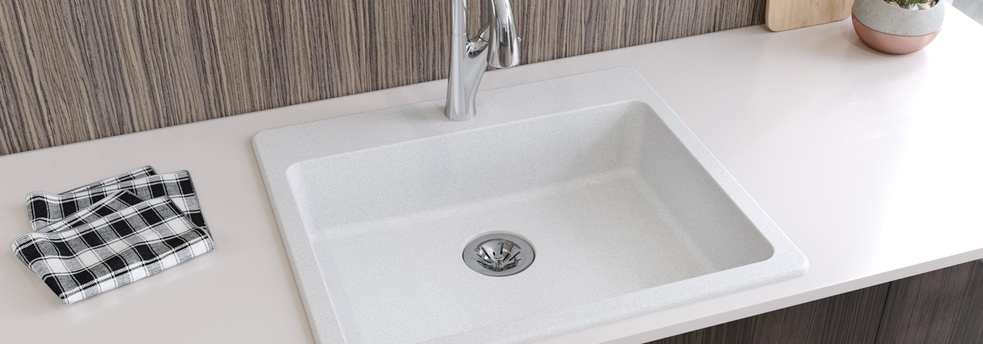 Elkay Quartz Classic 25in x 22in x 5-1/2in Drop-in ADA Sink with Perfect Drain White