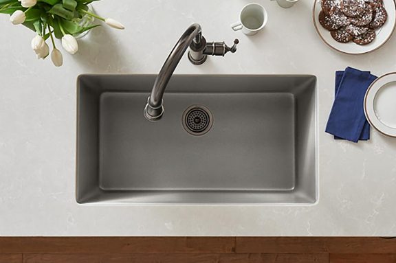Silvermist Quartz Sink in Kitchen