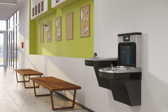 Midnight Black Filtered Bottle Filling Station in Hallway