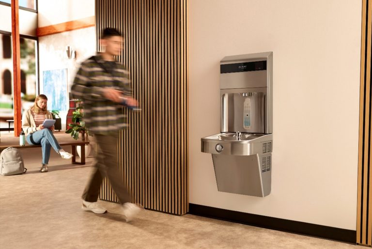 public bottle filling station at college campus