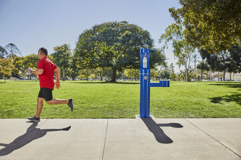 Outdoor Tubular Bottle Filling Station in Park