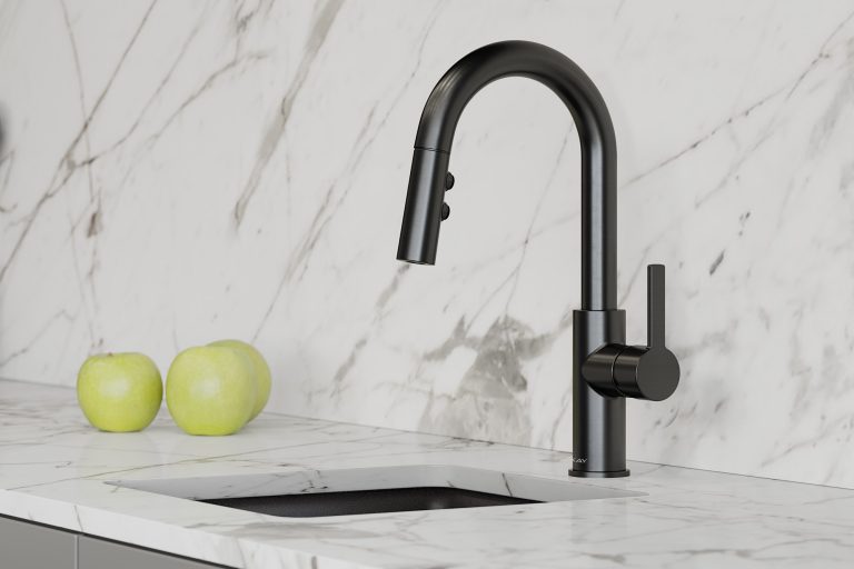 Avado Single Hole Bar Faucet with Pull-down Spray and Lever Handle Black Stainless