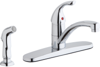 Everyday Four Hole Deck Mount Kitchen Faucet with Lever Handle and Side Spray and Deck Plate/Escutcheon Chrome
