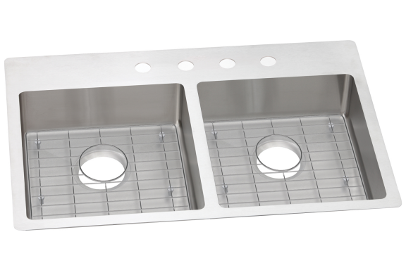 Crosstown 18 Gauge Stainless Steel Equal Double Bowl Dual Mount ADA Sink Kit