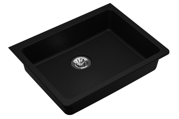 Quartz Classic Single Bowl Undermount ADA Sink with Perfect Drain Black