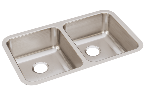 Elkay Lustertone Classic Stainless Steel 30-3/4in x 18-1/2in x 7-7/8in Equal Double Bowl Undermount Sink