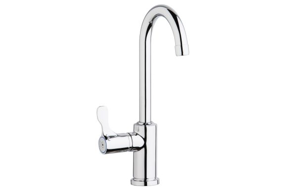 Single Hole 8-5/8" Deck Mount Faucet with Gooseneck Spout Lever Handle on Left Side Chrome