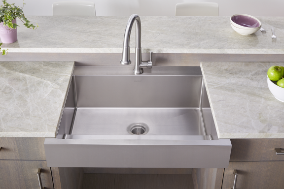 Dart Canyon Stainless Steel Farmhouse ADA Workstation Sink