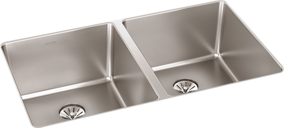 Elkay Lustertone Iconix 16 Gauge Stainless Steel 32-3/4in x 19-1/2in x 9in Double Bowl Undermount Sink with Perfect Drain