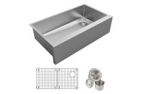 Crosstown 16 Gauge Stainless Steel Single Bowl Tall Farmhouse Sink Kit