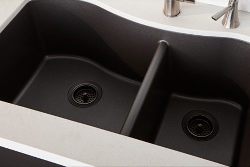 Quartz Luxe Double Bowl Undermount Sink with Aqua Divide Charcoal