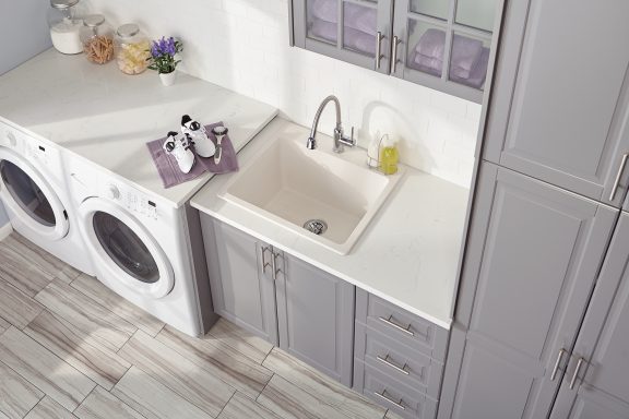 Quartz Classic Drop-in Laundry Sink with Perfect Drain White