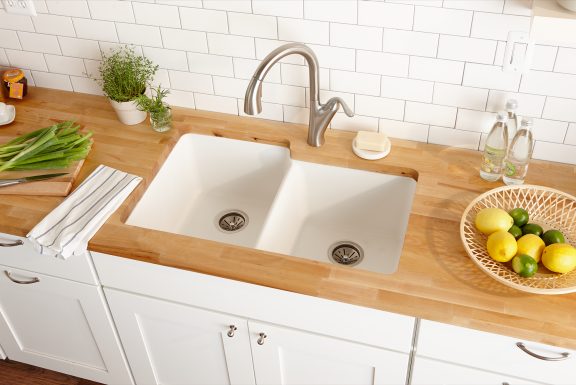 Quartz Classic Offset Double Bowl Undermount Sink White