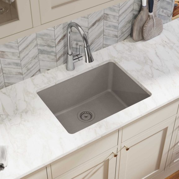 Elkay Quartz Classic 24-5/8in x 18-1/2in x 9-1/2in Single Bowl Undermount Sink Greige