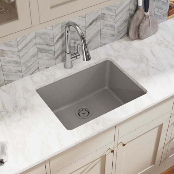 Elkay Quartz Classic 24-5/8in x 18-1/2in x 9-1/2in Single Bowl Undermount Sink Greige