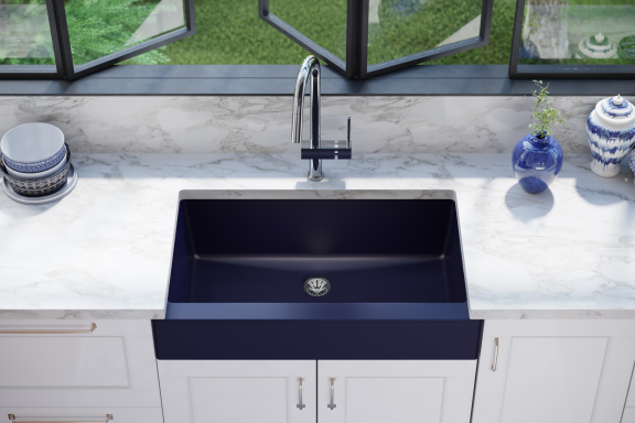 Elkay Quartz Luxe 35-7/8in x 20-15/16in x 9in Single Bowl Farmhouse Sink with Perfect Drain Jubilee